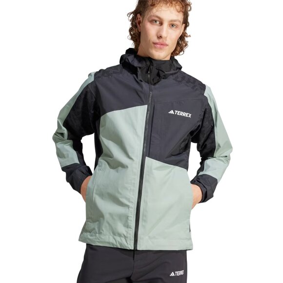 NWT Adidas TERREX Xperior Hybrid RAIN.RDY Rain Jacket S small silver green black - Picture 1 of 12